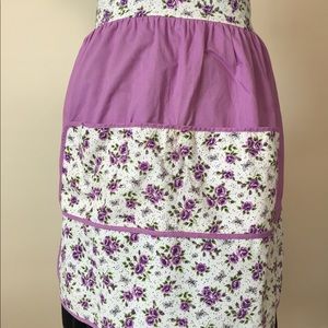 Vintage purple floral half apron.